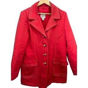 Old Navy Red Utility Chore Jacket Large Contrast Stitch Workwear Y2K Vibe
